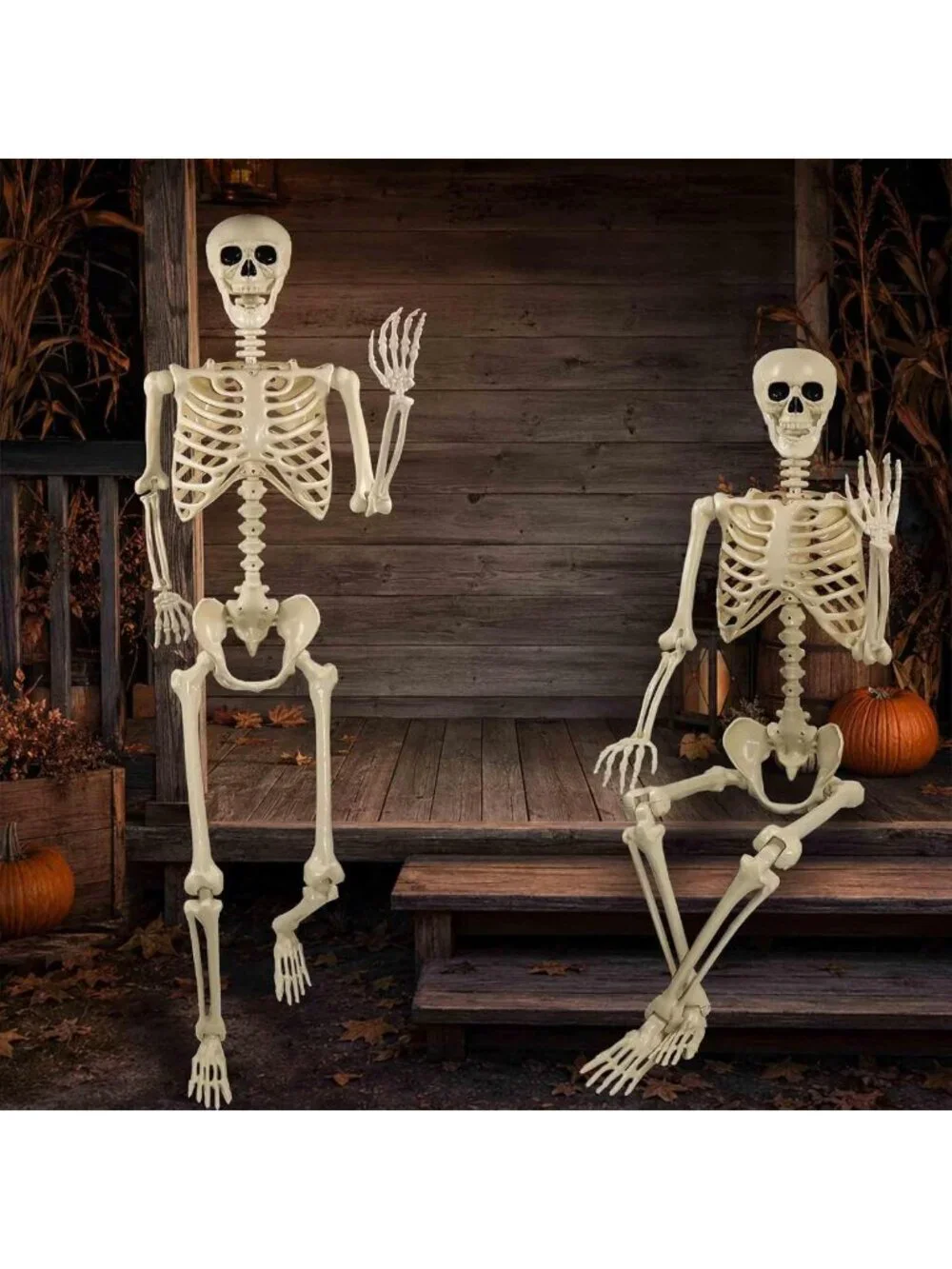 2 Pack 5.4ft Life Size Halloween Skeletons - Realistic Posable Outdoor Decor
